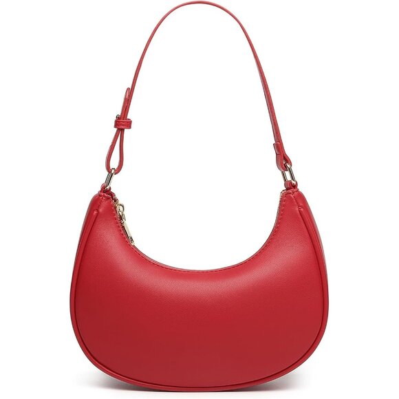 Women Red Retro Classic Clutch Shoulder Tote Hand Bag With Zipper Closure - Picture 1 of 4